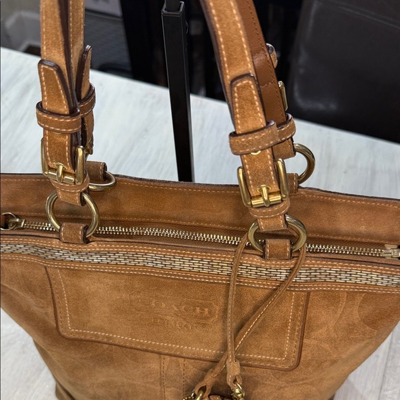 Coach Tan Suede Tote with Pouch - Picture 5 of 14